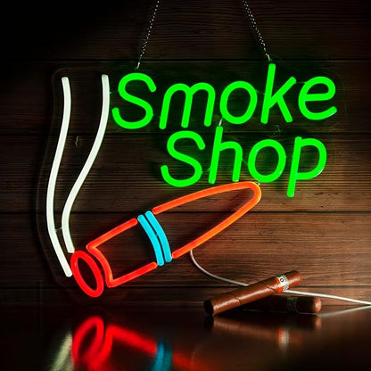 Smoke Shop Neon Signs, LED Neon light, Dimmable USB Powered, for Commercial Smoke Shop Bar Man Cave Pub Recreation Room Garage