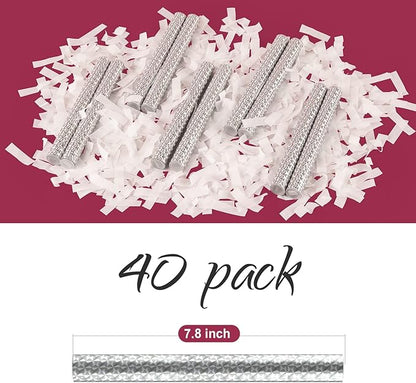 BATTIFE Confetti Wands, 7.8inch Confetti Shoot Poppers, Tissue Paper Flick Flutter Sticks for Wedding Celebrations, Anniversary, Birthday Parties, White (40Pack)