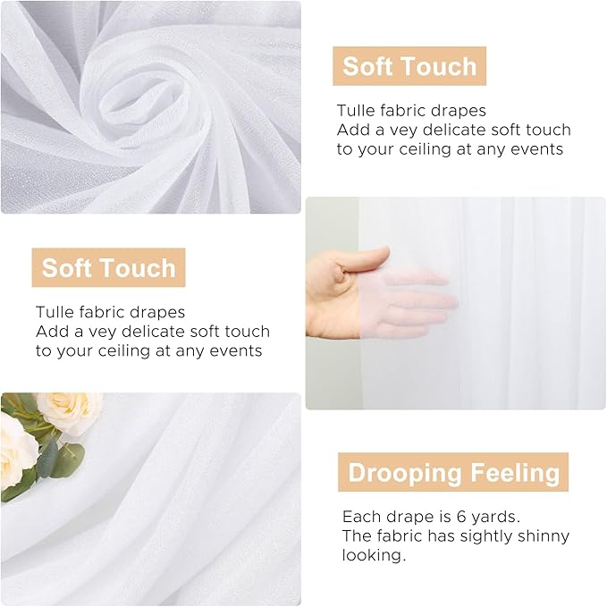 Wokceer Wedding Arch Draping Fabric 28.7" x 20FT White Drapes Sheer Fabric Backdrop Arch Draping Fabrics for Wedding Ceremony Birthday Party