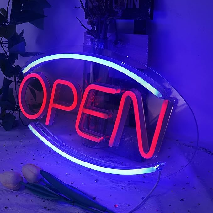 Neon Open Signs for Business, Super Bright LED Open Sign, Open Neon Sign with ON/OFF Switch, Neon Light Up Sign for Window Party Wall Store Shop Bars Coffee Salon Club Hotel