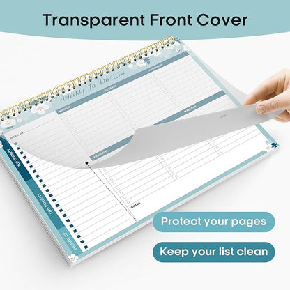 Taja Weekly To Do List Notepad with 52 Undated Sheets（8.5"×11"）- Weekly Desk Planner for Women & Man, Work and Home - 1 Pack Blue Breeze