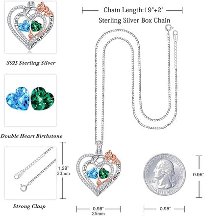 Iefil Christmas Gifts for Wife Women - 925 Sterling Silver Double Birthstone Necklace, Anniversary Birthday Gifts for Women, Jewelry Gift for Wife Girlfriend Mom Her