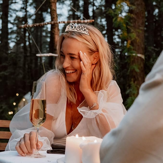 CIEHER 30th Birthday Crown + Sash + Pearl Pin Set, Rose Gold Decorations for Women's 30th Birthday Gifts with Tiara, Cake Topper & Happy Party Decor