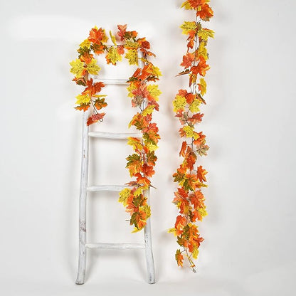 DearHouse 2 Pack Fall Garland Maple Leaf, 5.9Ft/Piece Hanging Vine Garland Artificial Autumn Foliage Garland Thanksgiving Decor for Home Wedding Fireplace Party Christmas (Light Green)