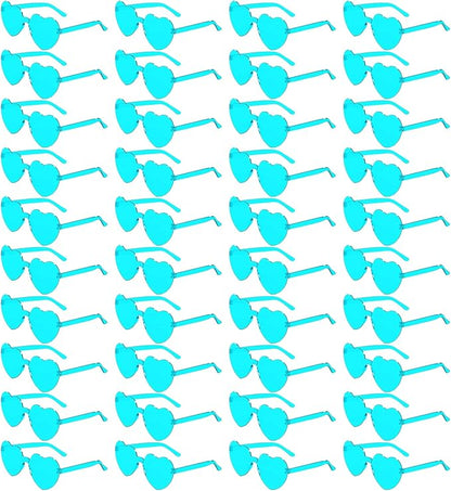 40 Pairs Heart Shaped Sunglasses Bulk, Colorful Rimless Fun Heart Sunglasses for Women Party Favors