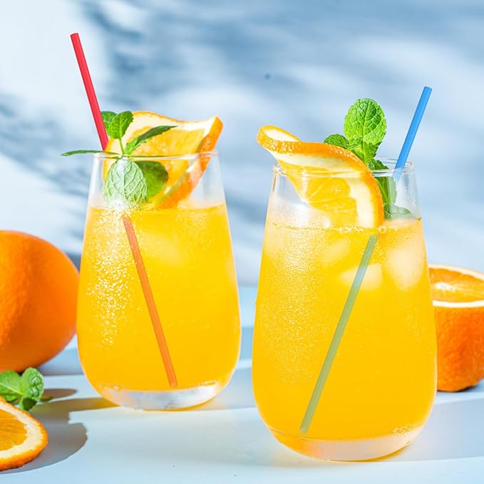 [Individually Wrapped] 100 Pcs 10.2" Extra Long Colorful Disposable Plastic Straws - 0.23" Diameter Bulk Drinking Straws for Party Restaurant 32 Oz Cups Tumblers Coffee Juice