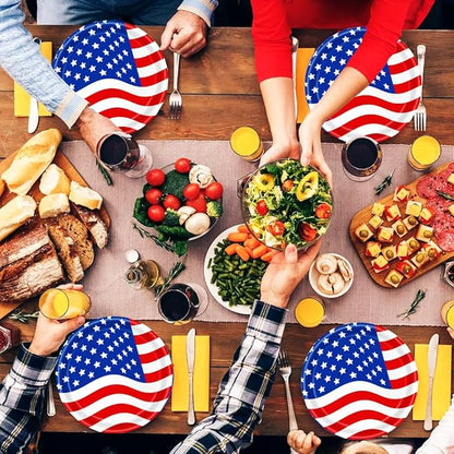 50Pcs USA Flag Paper Plates 7inch American Flag Plates,4th of July Paper Plates,4th of July Themed 4th of July Party Supplies,for Memorial Day,Veterans Day, Independence Day Party Supplies Decor