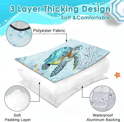 Waterproof Picnic Outdoor Blanket, 79" x 59" Sandproof Foldable Large Picnic Blanket for Beach, Camping, Park, Travel, Concert, Great Gift for Families and Couples (Blue Cute Turtle)