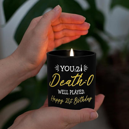 Christmas 21st Birthday Gifts for Her Him - Long Lasting Vanilla Lavender Candle 10 oz - 21st Birthday Gifts for Women Men Friend Boyfriend Girlfriend Sister, Funny Gift for 21 Year Old Female