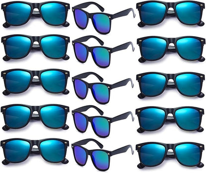 Fsmiling Black Sunglasses Bulk Adult Party Sunglasses 80s Glasses Shades for Men Women Party Favors-15Pack,UV Protection