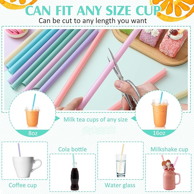 Tessco for you Jumbo Smoothie Straws Bulk Large Plastic Disposable Bubble Tea Straws Wide-Mouthed Individually Wrapped for Tall Homemade Milkshakes Drinking(9.84 Inch,Macaron Color,600 Pcs)