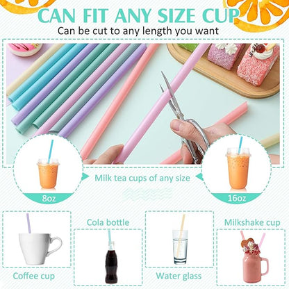 Tessco for you Jumbo Smoothie Straws Bulk Large Plastic Disposable Bubble Tea Straws Wide-Mouthed Individually Wrapped for Tall Homemade Milkshakes Drinking(9.84 Inch,Macaron Color,600 Pcs)