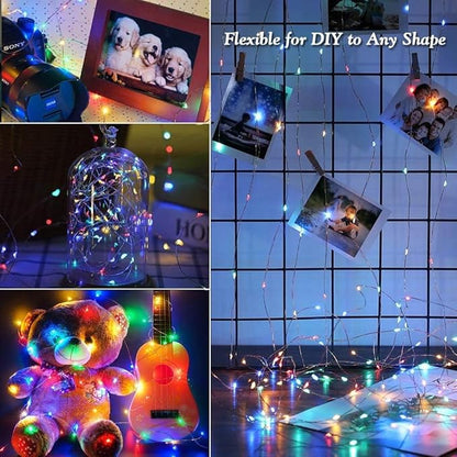 Joomer Fairy String Lights 66FT 200 LEDs Plug in Fairy Lights Indoor Copper Wire String Light DIY for Bedroom, Parties, Wedding, Christmas, Outdoor, Indoor Decoration (Multicolor, Non-Connectable)