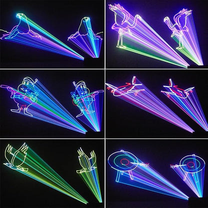 Animation Laser Light DJ Light, WorldLite Stage Party Lazer 3D RGB Full Color with DMX512, Music Sound & Remote, Great for Club Party Disco Lights Bar Wedding DJ Stage Lighting