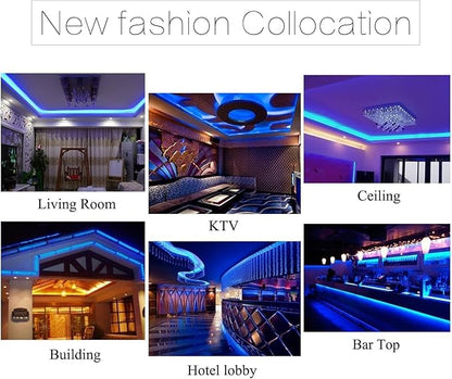 5050 RGB LED Strip Lights AC 110V Home Decoration Multi-Colors/Dimmable/Multi-Modes/Waterproof/Flexible LED Rope Light with Remote (131.2ft/40m)
