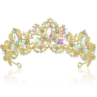 Gold Tiaras for Women Crystal Queen Crowns for Women Princess Tiara for Girls Rhinestones Hair Accessories for Halloween Costume Cosplay Birthday Party Prom Wedding Bride Bridal