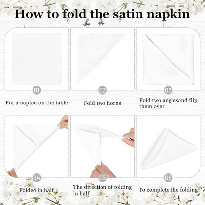 Bailarina 40 Pack White Satin Napkins,17x17 Inches Wedding Napkins Square Soft Silky Table Napkins Bulk Decorative Elegant Cloth Napkin for Party Decoration, Banquet,Wedding,Graduation