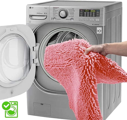Pink Bathroom Rugs Chenille Bath Mat Set 3-Piece Bath Rugs for Bathoom Extra Soft Bath Mats for Bathoom Non Slip Absorbent Shag Bthroom Carpet, Machine Washable, Mats Sets 3 Toilet Rug