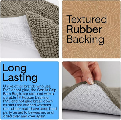GORILLA GRIP Bathroom Rug Sets, Soft Chenille 2 Piece Area Rugs Set, Toilet Base Mat and 30x20 Carpet, Absorbent Microfiber Washable Mats Dry Quickly, Home Décor and Bath Room Accessories, Latte