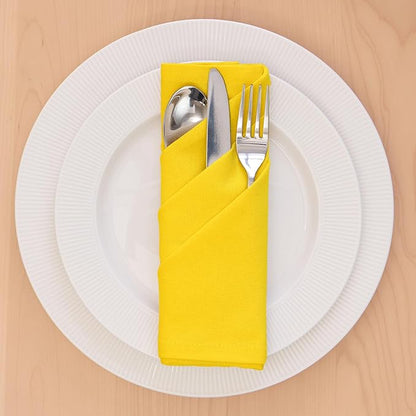 Encasa XO Sunbeam Yellow Cloth Napkins Set of 6, 17"x17" | Solid Color Cotton Dinner Napkins | Washable & Reusable Napkins for Dining Table Fall Decoration, Holiday & Christmas Festivals