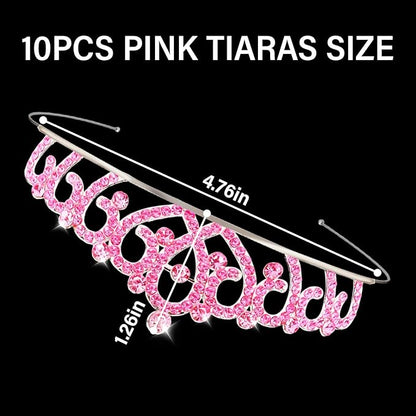 10 Pcs Pink Tiaras Crowns Headbands for Women Girls Princess Tiara Bulk Crown Rapunzel Crown for Wedding Birthday Crystal Tiara for Prom, Bride, Pageant, Halloween