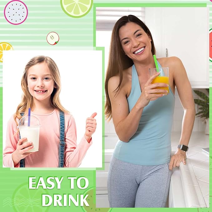 Tessco for you 600 Pcs 8 Inch Jumbo Smoothie Straws Bulk Large Plastic Disposable Bubble Tea Straws Wide-Mouthed Individually Wrapped for Tall Homemade Milkshakes Drinking(Classic Color)
