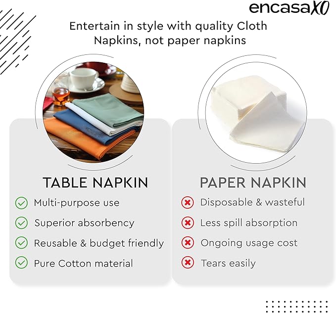 Encasa XO Cobalt Blue Cloth Napkins Set of 12, 17"x17" | Solid Color Cotton Dinner Napkins | Washable & Reusable Napkins for Dining Table Fall Decoration, Holiday & Christmas Festivals
