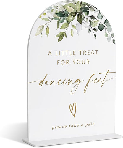 Wedding Flip Flops Sign, Greenery Gold Bridal Shower Decorations, Wedding Dance Floor Decor for Ceremony and Reception, Engagement Party Desk Decorations, Acrylic Decor, Bachelorette Party Favors-25