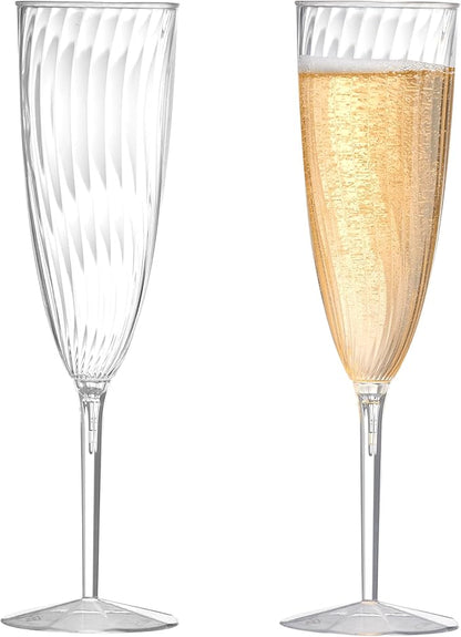 24Pcs Plastic Champagne Flutes,6 Oz Clear Champagne Glasses,Disposable Wine Glasses for Party Wedding Banquet Family Holiday Picnic Cocktail Mimosa Bars Engagements Thanksgiving Christmas Toasting
