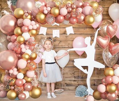 Amandir Rose Gold Balloons Garland Arch Kit, 150pcs Rose Gold Pink White Gold Confetti Latex Balloons for Bridal Wedding Birthday Girl Baby Shower Graduation Bachelorette Party Decorations