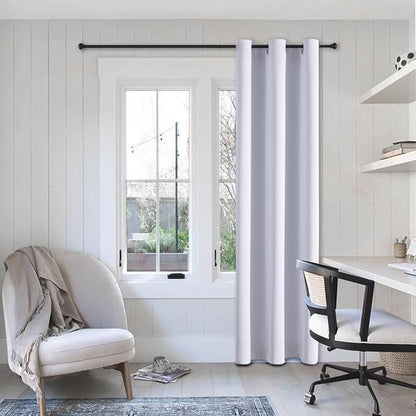 ChrisDowa Grommet Blackout Curtains for Bedroom - Thermal Insulated Room Darkening Curtains for Living Room (1 Panel Set, Greyish White, 42W x 84L)