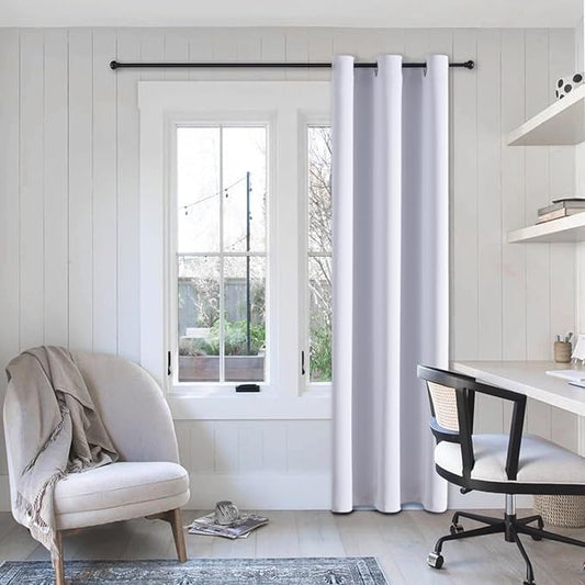 ChrisDowa Grommet Blackout Curtains for Bedroom - Thermal Insulated Room Darkening Curtains for Living Room (1 Panel Set, Greyish White, 42W x 84L)