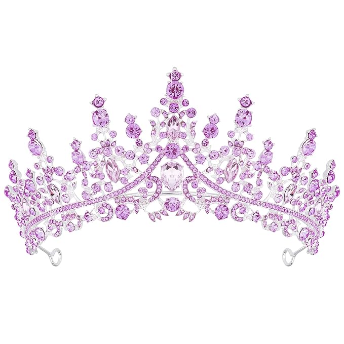 TOBATOBA Tiaras for Women, Purple Crystal Tiara Crowns for Women, Wedding Tiara for Bride Queen Crown, Royal Princess Quinceanera Headpieces for Birthday Prom Pageant Halloween Cosplay Accessories