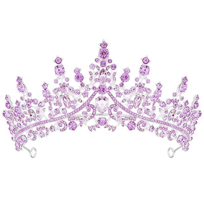 TOBATOBA Tiaras for Women, Purple Crystal Tiara Crowns for Women, Wedding Tiara for Bride Queen Crown, Royal Princess Quinceanera Headpieces for Birthday Prom Pageant Halloween Cosplay Accessories