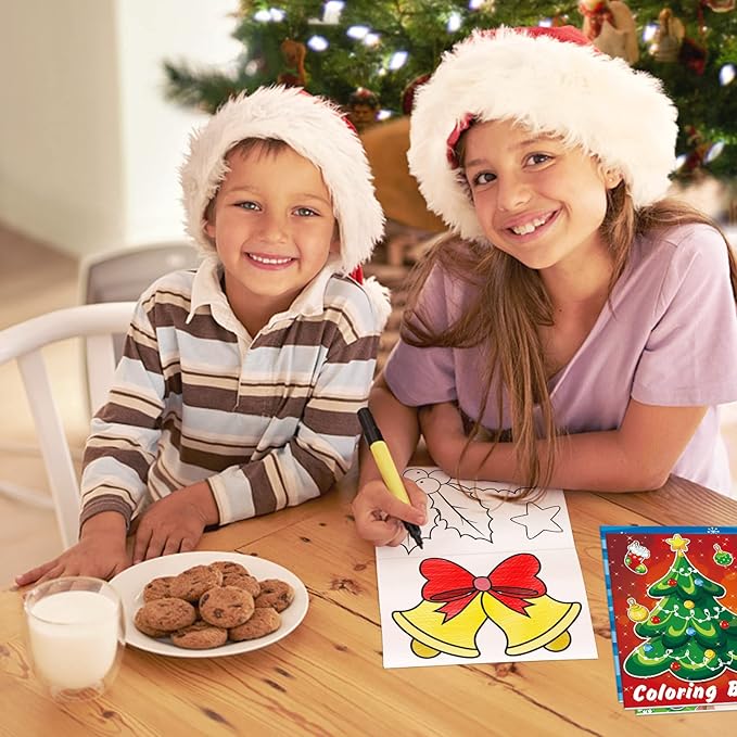Omgouue 32Pcs Christmas Coloring Books for Kids - Xmas Party Favors Stockings Gifts Goodie Bags Stuffers Holiday Supplies