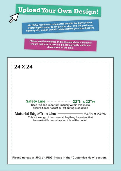 Personalized Vinyl Banner – Vinyl Printed Customizable Banner for Indoor and Outdoor Use (2'x2')