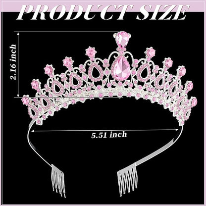 12 Pcs Crystal Tiara and Princess Crown with Comb Crown Rhinestone Women Girls Tiara Headpiece Queen Hair Accessories for Birthday Party Wedding Prom Halloween Cosplay Costume