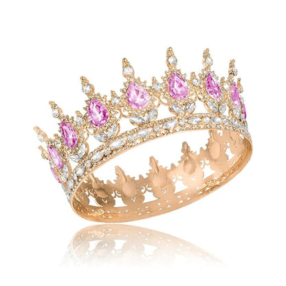 Onedor Pink Queen Crown for Women Crystal Rhinestone Wedding Tiara Princess Crown Cake Topper Large Rose Gold Corona para Pastel de Mujer for Birthday, Prom, Pageant, or Bridal Hair Accessories
