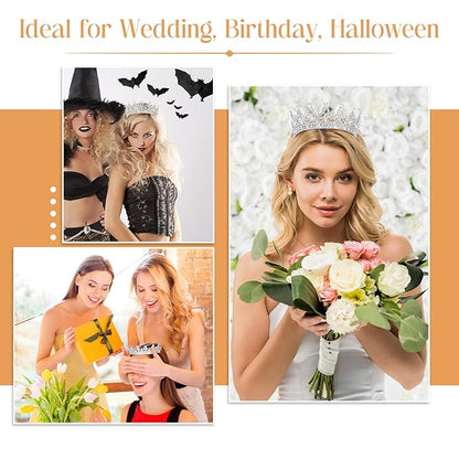10 Pieces Crown Tiara for Women Crystal Headband with Comb Princess Rhinestone Queen Crown Bridal Hair Accessories Jewelry for Women Prom Birthday Party Wedding Gifts(Silver)