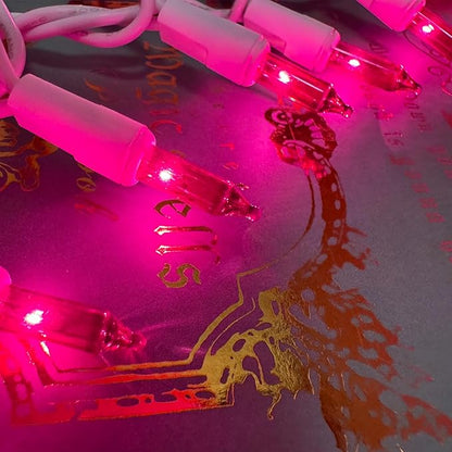 Christmas Lights 100 Count Pink Christmas Tree String Lights with White Wire for Outdoor Indoor Christmas Decorations Wedding Decorations Valentines Day Decor,UL Certified (21feet)