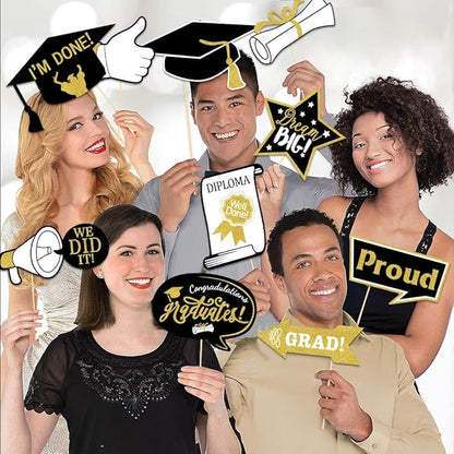 Grad Party Graduations 2025, Kaluofan 25PCS Graduation Photo Props, 2025 Graduation Decorations Photo Booth Props, Funny Grad Party Photo Selfie Decoration 2025 for High School University