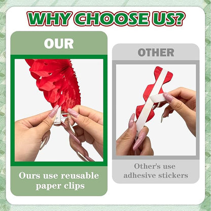 13Pcs Italian Party Decorations, Hanging Red White and Green Paper Lanterns Paper Fans for Birthday Wedding Baby Shower Christmas Mexican Independence Day Italian Themed Party Decorations