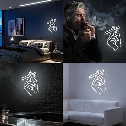 Smoking Hand Neon Sign for Wall Decor, Dimmable LED Neon Lights Art for Bedroom, Bar, Lounge, Game Room, Club Party Gift for Men