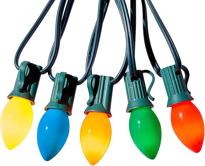 C7 Multicolor Christmas String Lights - 25ft Vintage Christmas Tree Lights, Outdoor Roofline String Lights with 25 Bulbs for Patio Garden Holiday Indoor Home Xmas Decoration