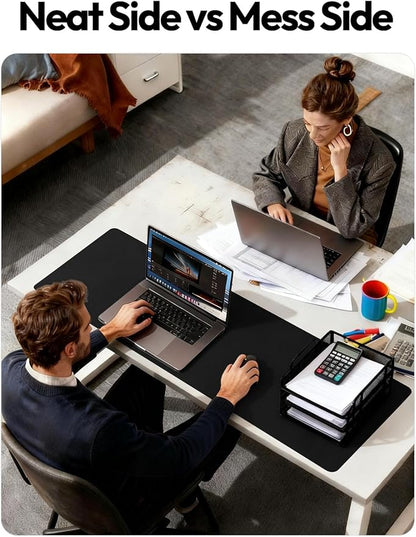 YSAGi Leather Desk Protector, Office Mat, Large Mouse Mat, Non-Slip PU Leather Blotter, Laptop Desk Pad, Waterproof Writing Pad for Office and Home (Black, 47.2" x 23.6")