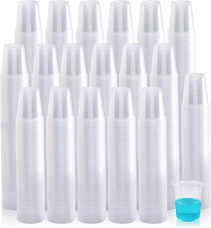 Turbo Bee 1000 Pack 3oz Disposable Plastic Cups,Disposable Mouthwash Cups,3 Ounce Small Clear Tumblers Ideal for Whiskey,Drinking Tasting, Food Sample