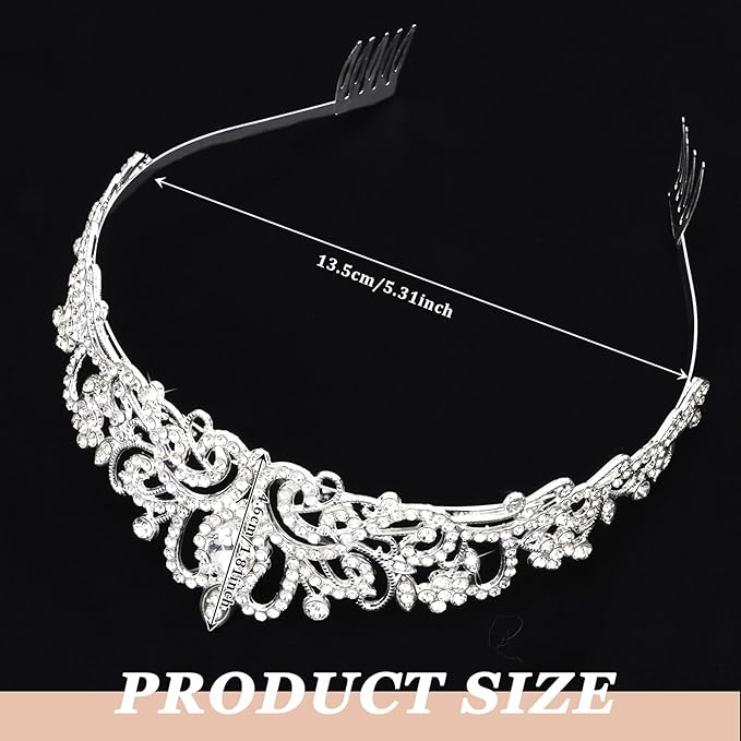 CIEHER 10 PCS Crowns for Women, Crystal Queen Crown Princess Tiaras for Prom Birthday Party Halloween Costume - Silver