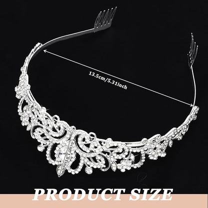 CIEHER 10 PCS Crowns for Women, Crystal Queen Crown Princess Tiaras for Prom Birthday Party Halloween Costume - Silver
