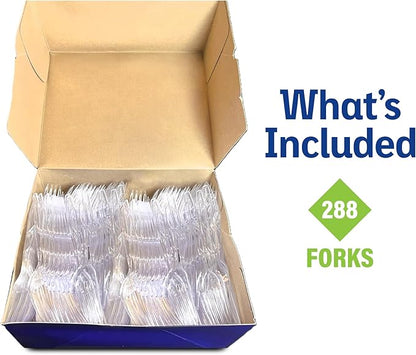 Diamond® All Occasion Clear Disposable Forks 288 Count – Heavy Duty Plastic Forks, Premium Polystyrene, Crystal Clear, Party, Catering, Everyday Use, Made in USA