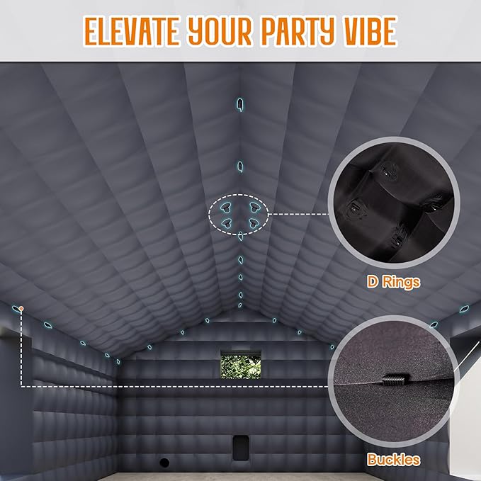 SPECRAFT 30x20x14 FT Large Inflatable Nightclub, Inflatable Tent for Parties with 2 Sides Escape Doors, Party Tent for Birthday Party/Outdoor Events, Black
